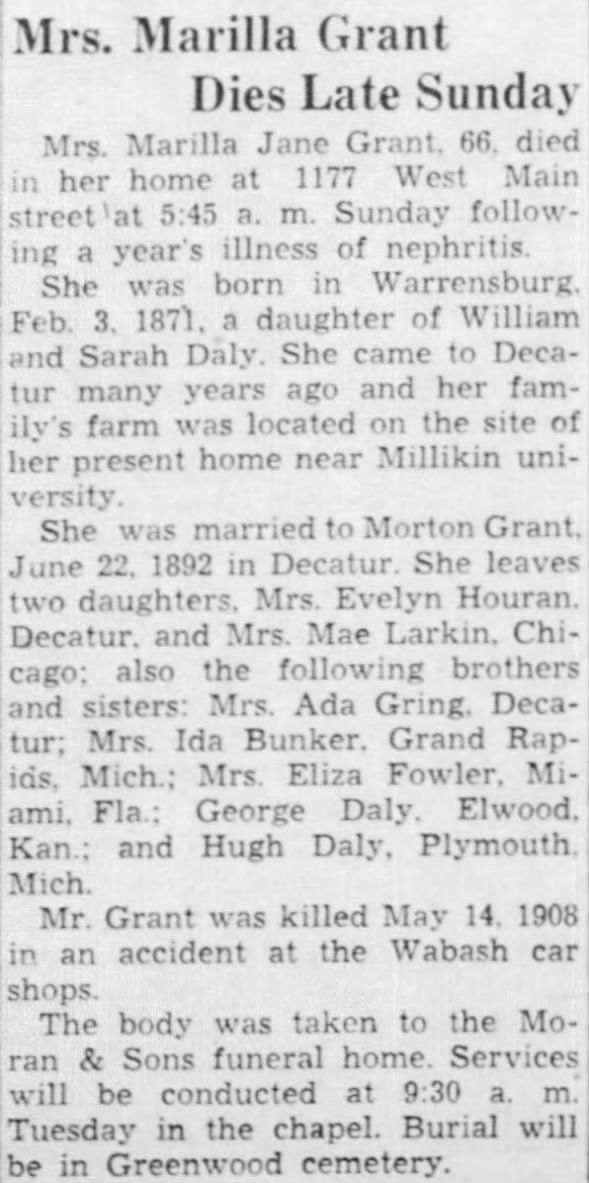 Clipping from The Decatur Herald